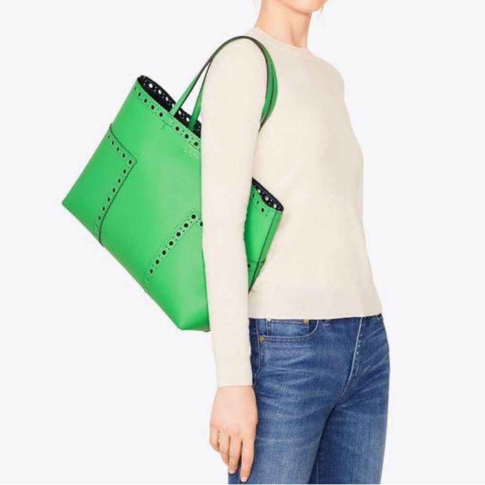 Tory Burch Block T Green Tote